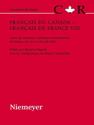 cover image of Français du Canada--Français de France VIII